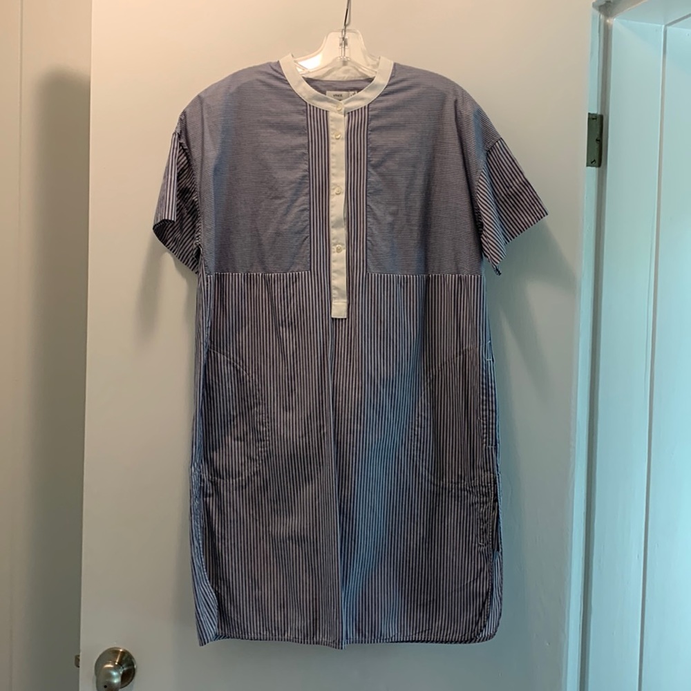 Vince 100% cotton popover mandarin collar shirt dress